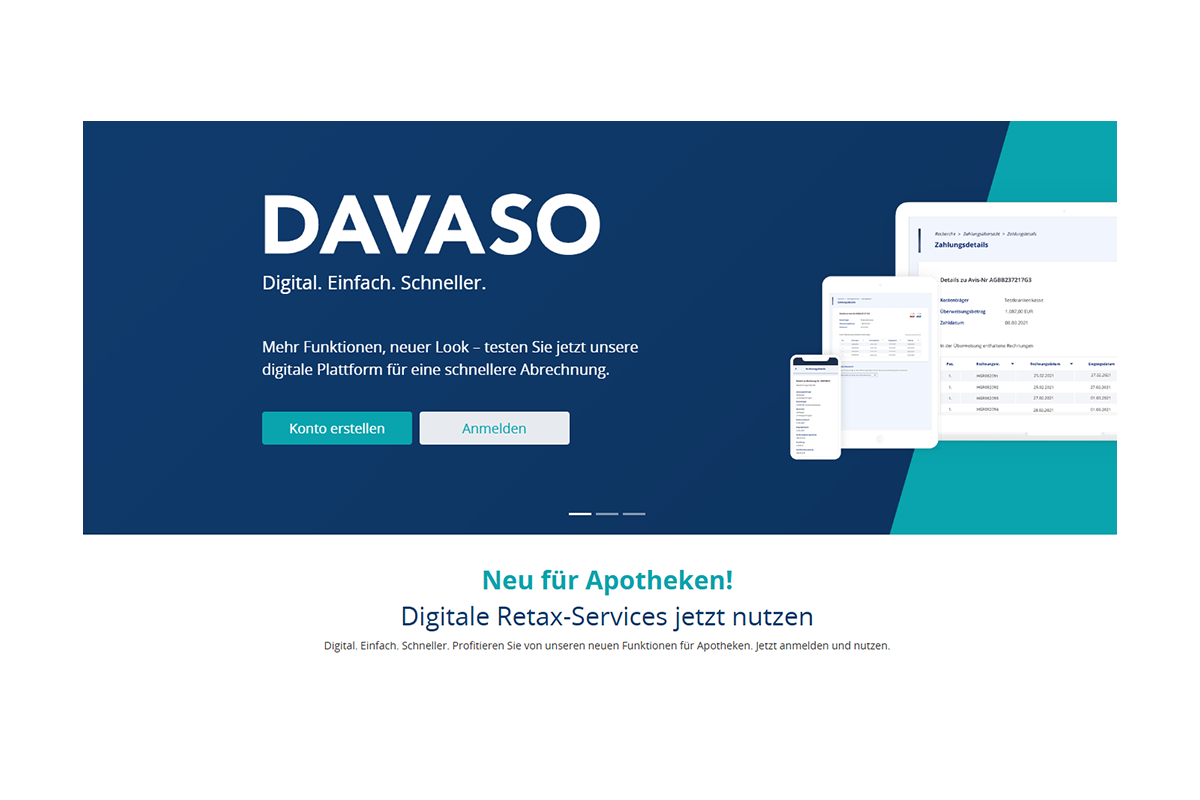 Startseite des DAVASO Portals